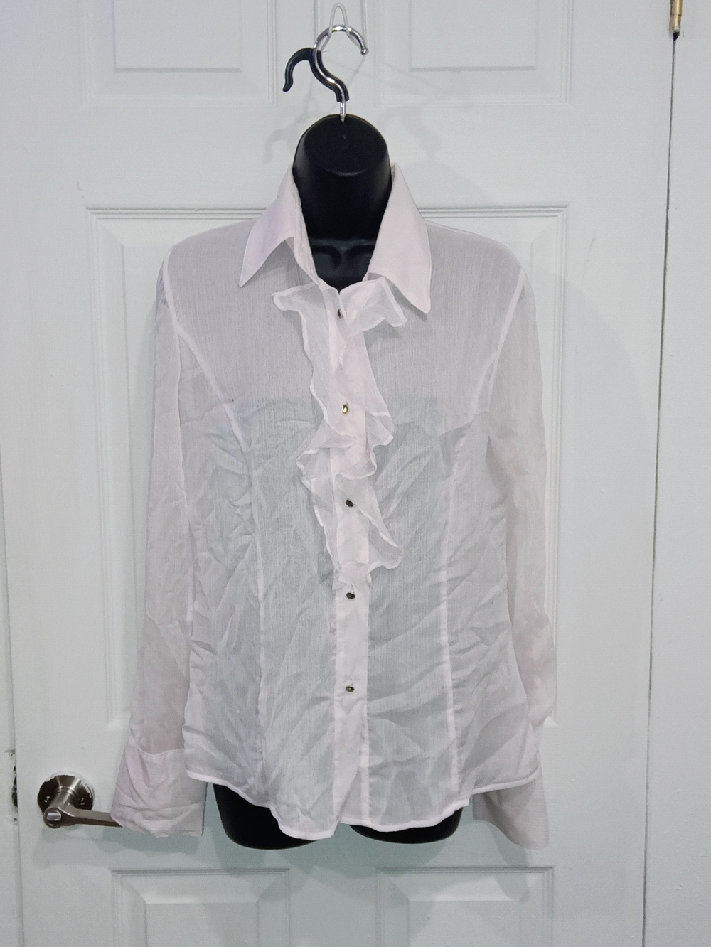 Royal Underground White Ruffle-Front Blouse